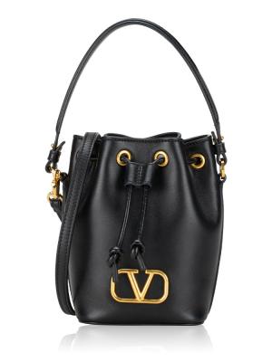 Nappa Signature Vlogo Mini Bucket Bag Black