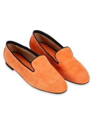 Suede Smoking Slippers Arancio Chiaro Sz 36.5