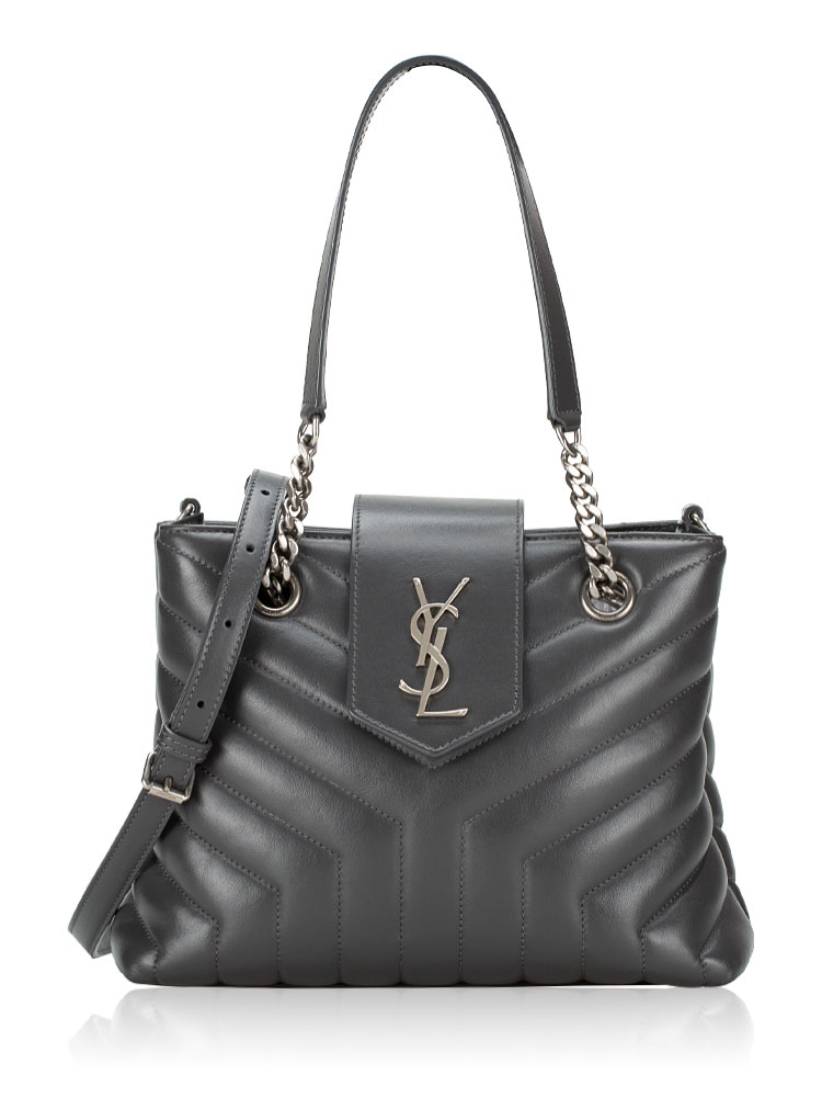 Calfskin Y Quilted Monogram Loulou Small Shopper Storm