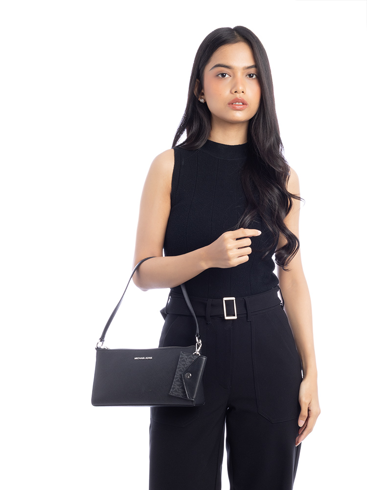 Vincent Signature Leather Pochette with Card Case Black