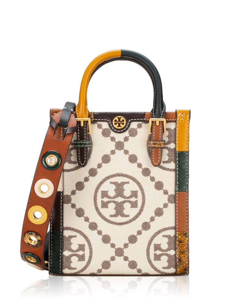 T Monogram Grommet Mini Tote White