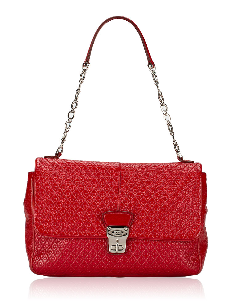 Patent Signature New Tracollina Flap Shoulder Bag Red