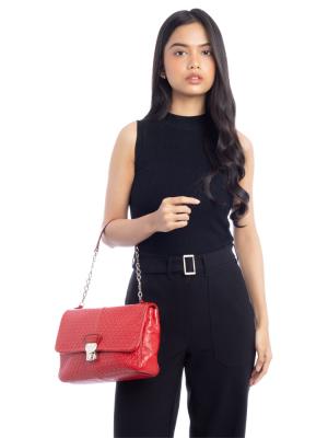 Patent Signature New Tracollina Flap Shoulder Bag Red