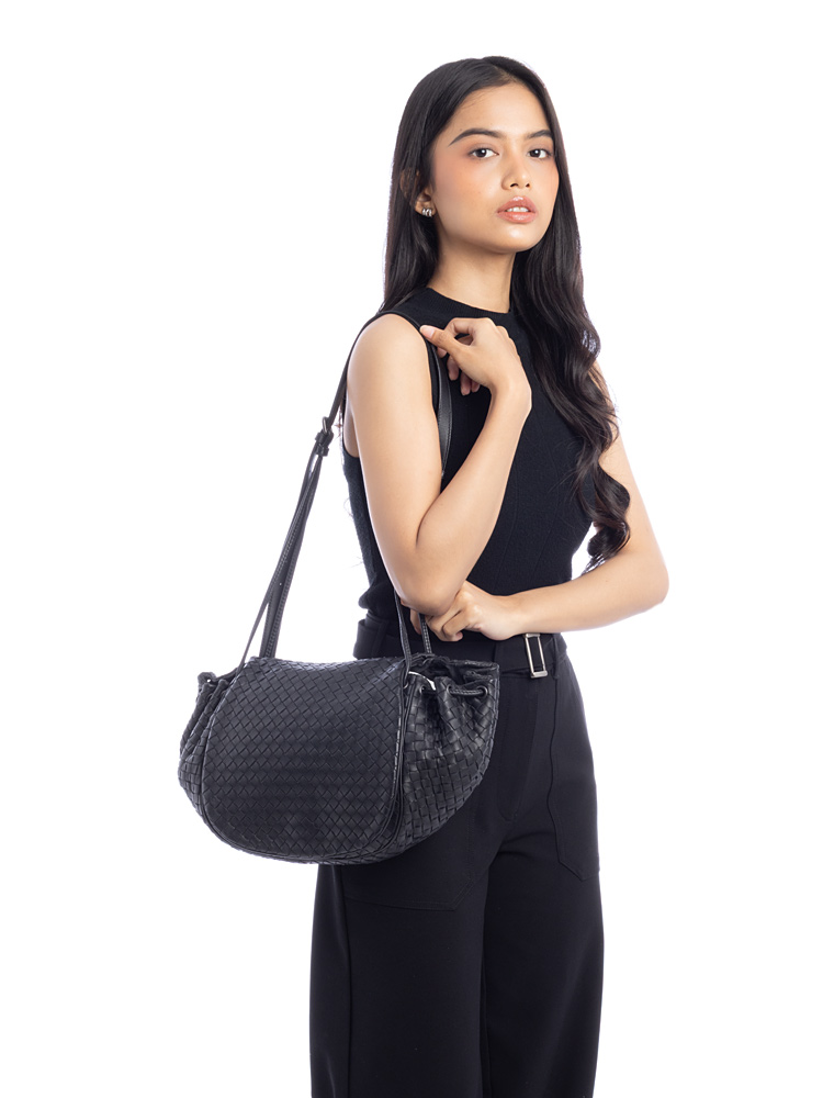 Nappa Intrecciato Flap Messenger Black