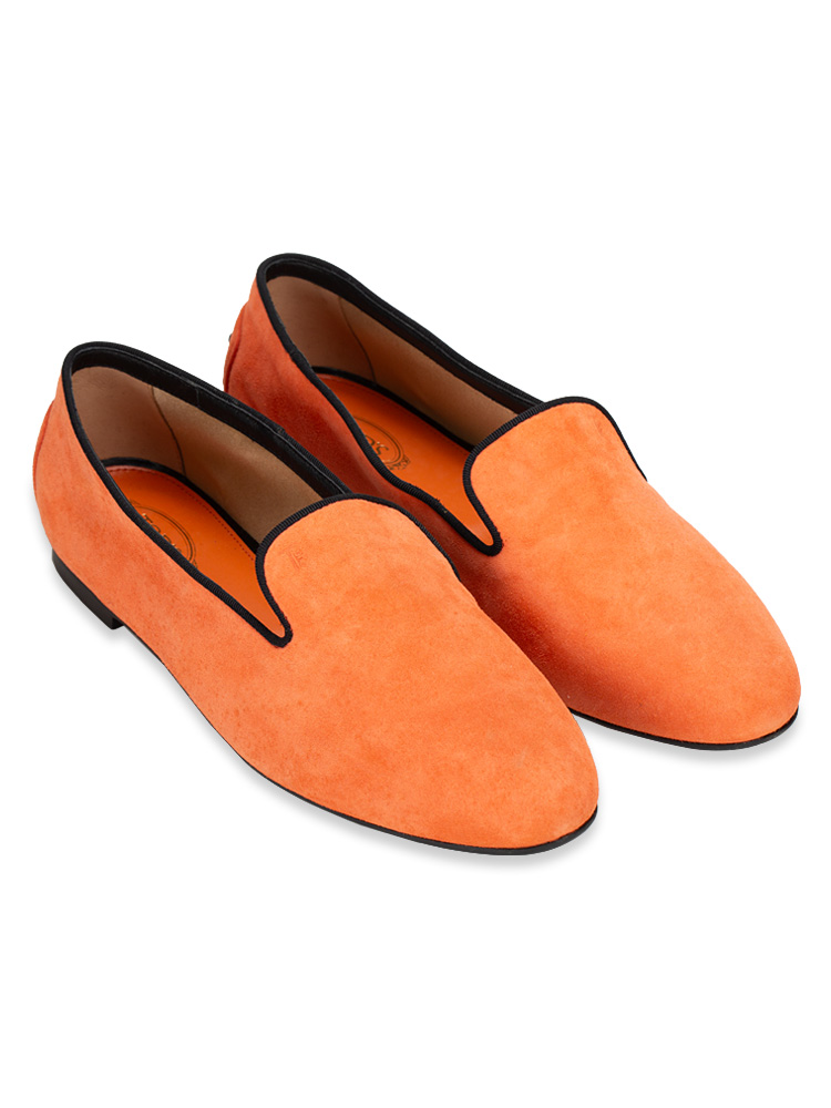 Suede Smoking Slippers Arancio Chiaro Sz 38.5
