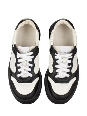 Calfskin Chunky GG Perforated Sneakers Black White Sz 37.5