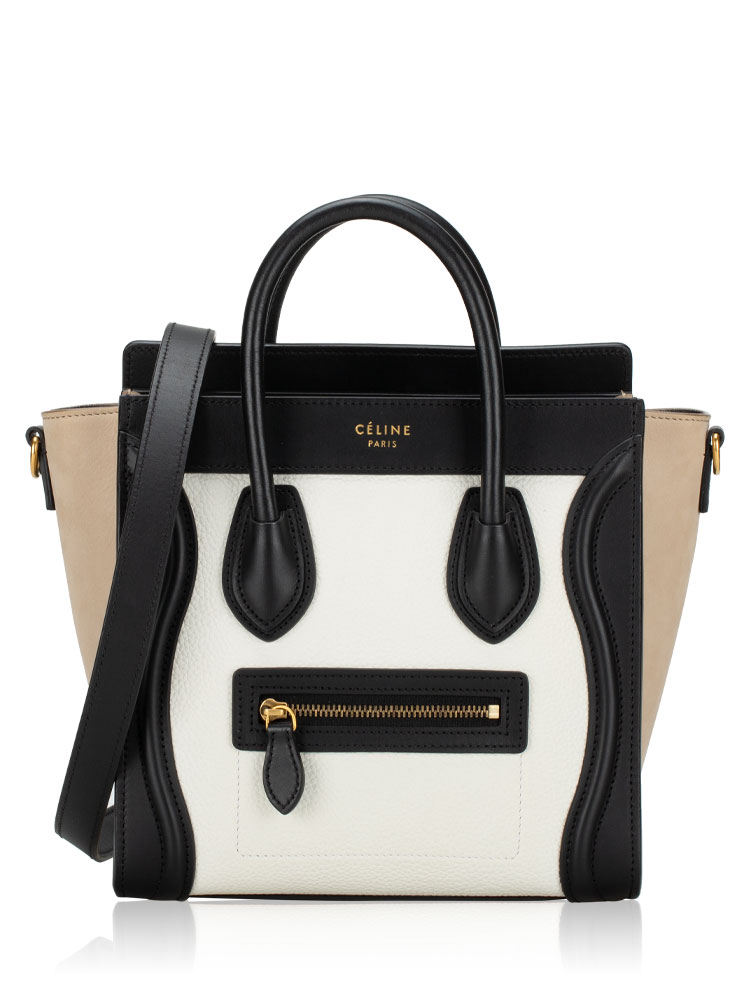 Drummed Calfskin Nubuck Tri-Color Nano Luggage White Light Taupe