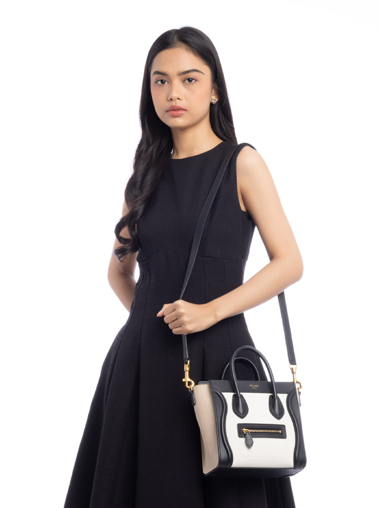 Drummed Calfskin Nubuck Tri-Color Nano Luggage White Light Taupe