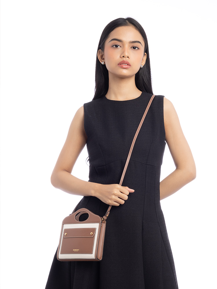 Canvas Two Tone Micro Pocket Bag Natural Malt Brown