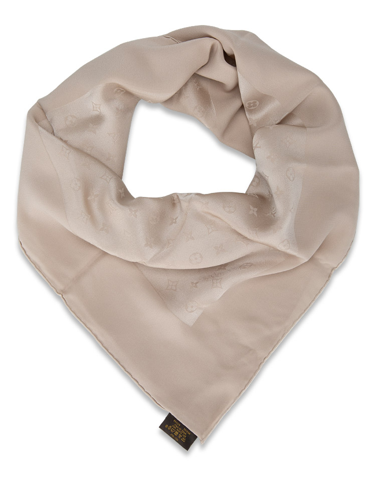 Silk Monogram Monaco Square Scarf Beige