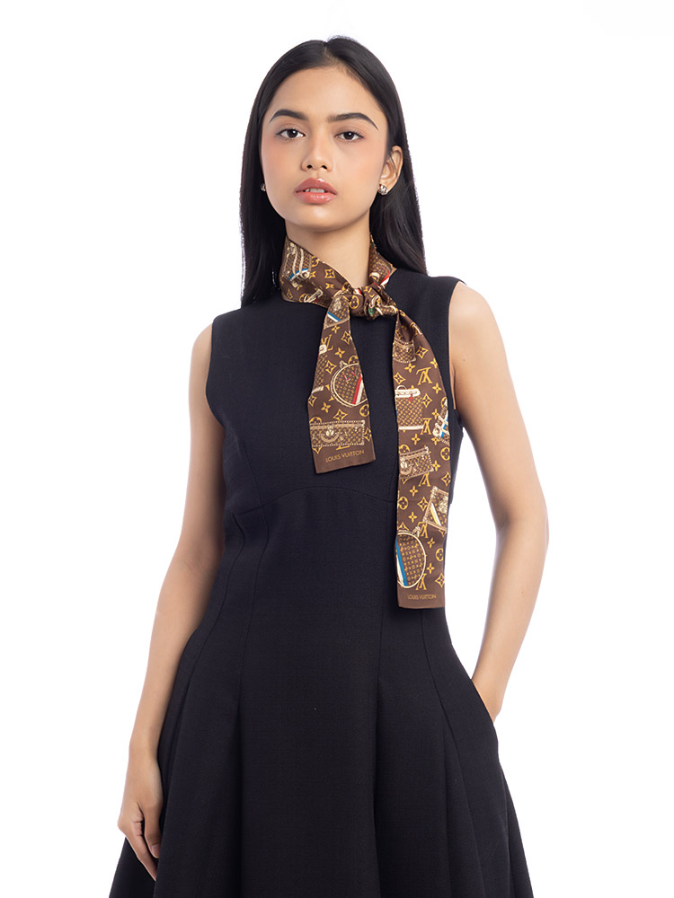 Monogram Trunk Silk Bandeau Scarf Brown