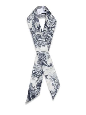 Silk Toile De Jouy Mitzah Sauvage Scarf Blue