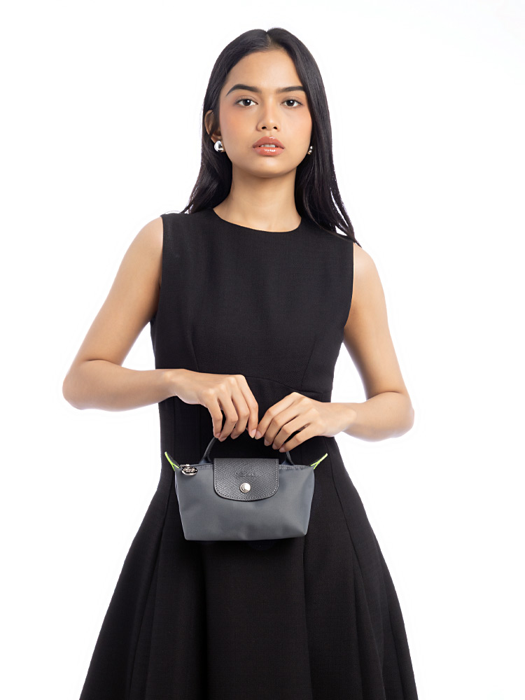 Le Pliage Green Pouch With Handle Graphite