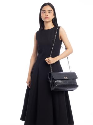 Vintage Lambskin Reissue 2.55 Chocolate Bar Multi Pocket Flap Bag Black