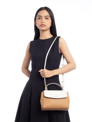 Emerson Colorblock Small Top Handle Satchel Tiramisu New Ivory
