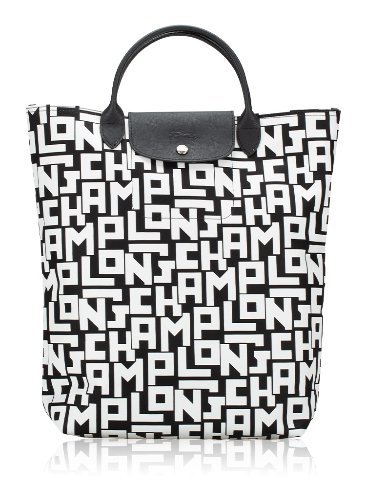 Le Pliage LGP Medium Tote Black White