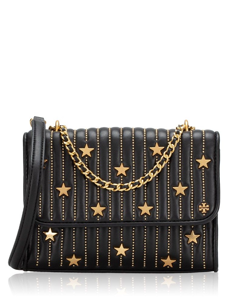 Fleming Star Studded Small Convertible Shoulder Bag Black