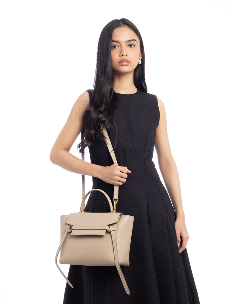 Grained Calfskin Micro Belt Bag Light Taupe
