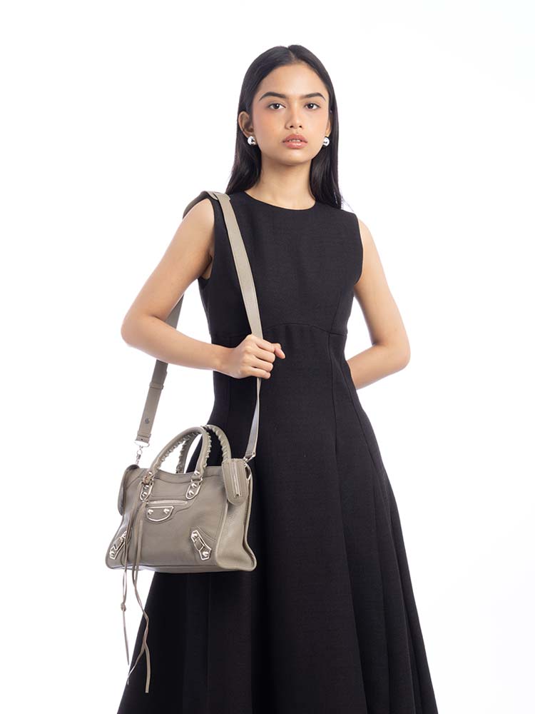 Silver Metallic Edge Small City Gris Taupe