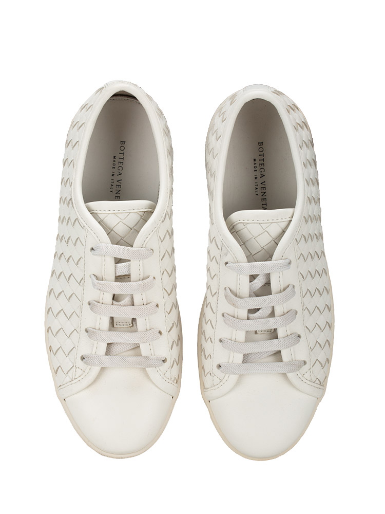 Nappa Intrecciato Low Top Sneakers White Sz 35