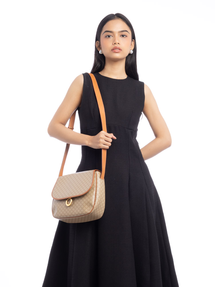 Vintage Macadam Flap Shoulder Bag Beige