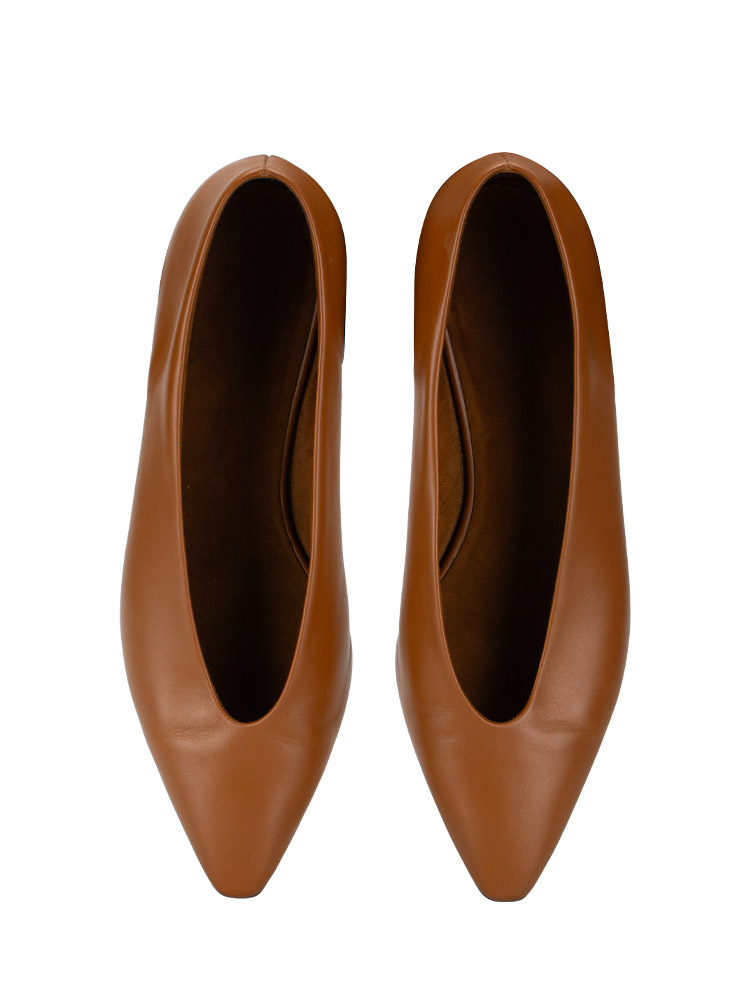 Calfskin Rebecca Ballet Flat Saddle Brown Sz 37