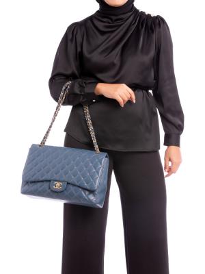 Lambskin Maxi Classic Single Flap Bag Blue