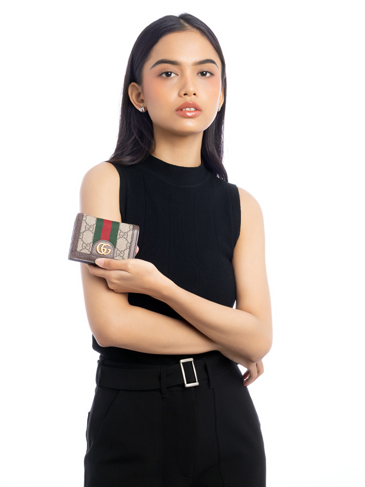 GG Supreme Web Ophidia Mini Wallet Beige Ebony New Acero