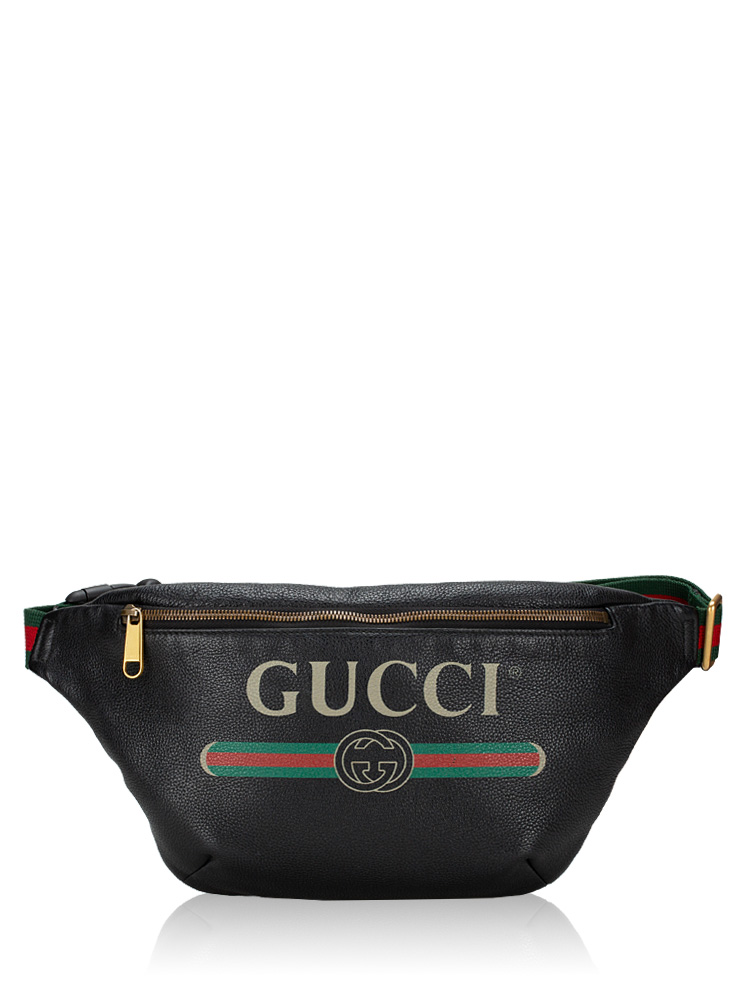 Grained Calfskin Logo Belt Bag Black