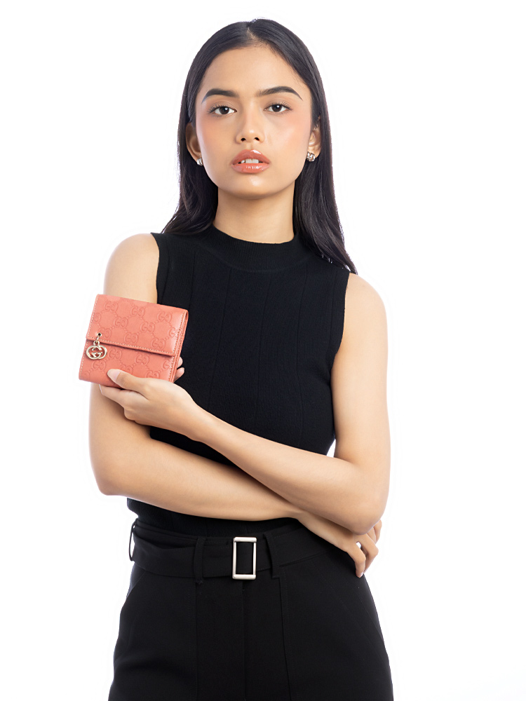 Guccissima Pierce Trifold Wallet Pink