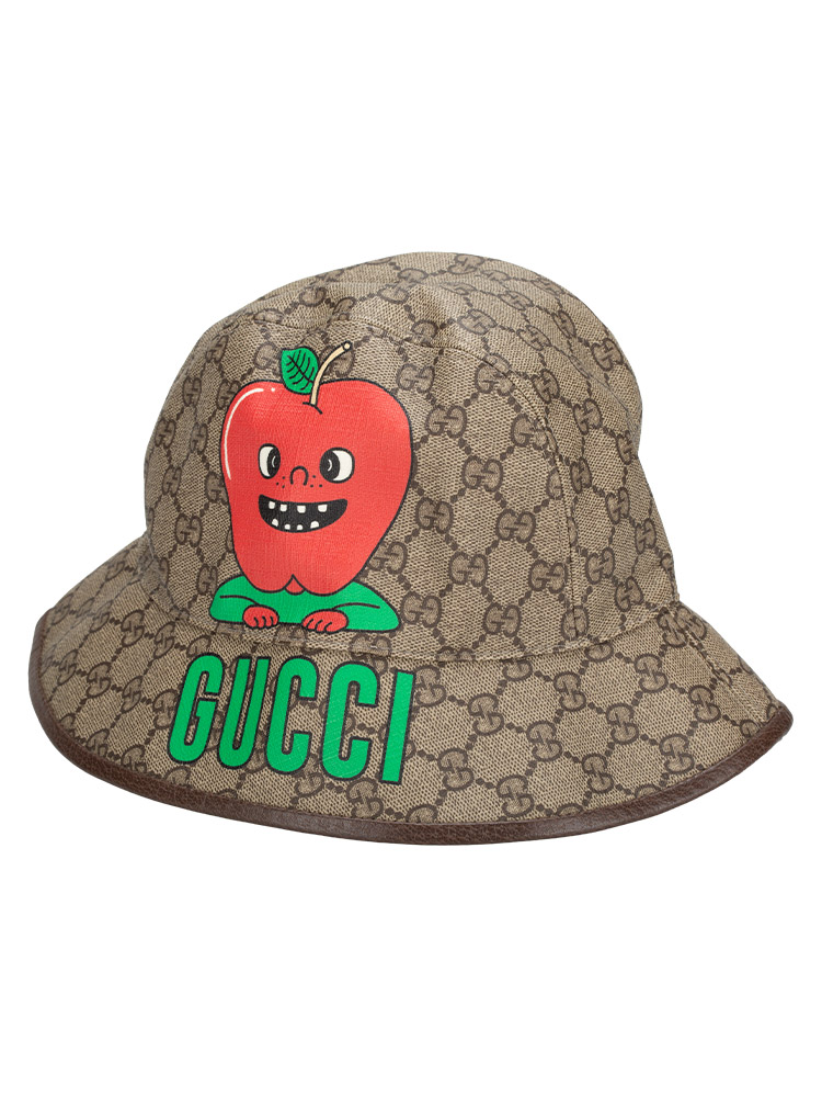 GG Supreme Apple Bob Bucket Hat Beige Ebony
