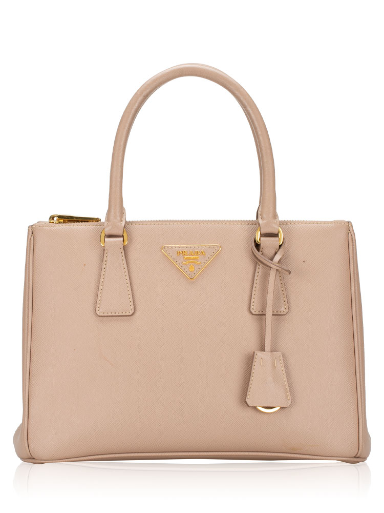 Saffiano Lux Double Zip Small Tote Cammeo
