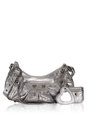 Metallic Le Cagole Small Shoulder Bag Silver