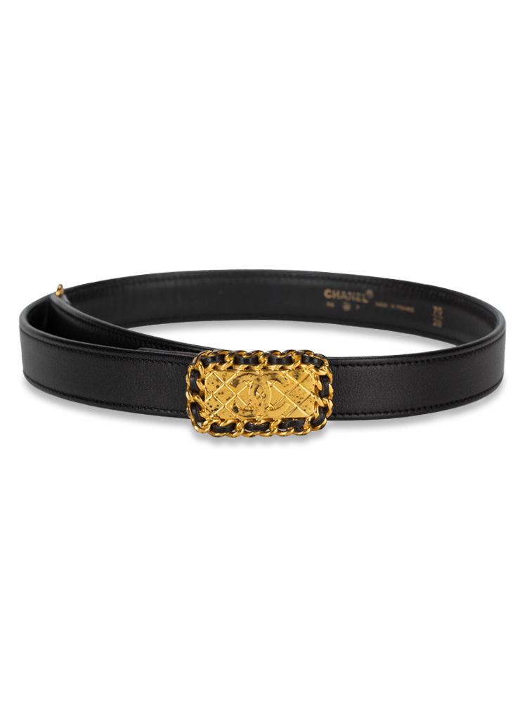 Vintage Coco Mark Matelasse Belt Black