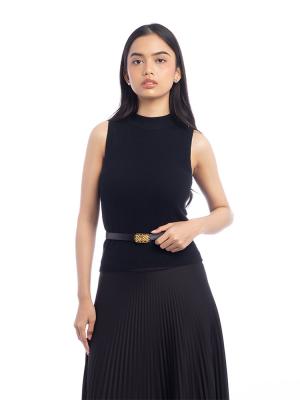 Vintage Coco Mark Matelasse Belt Black