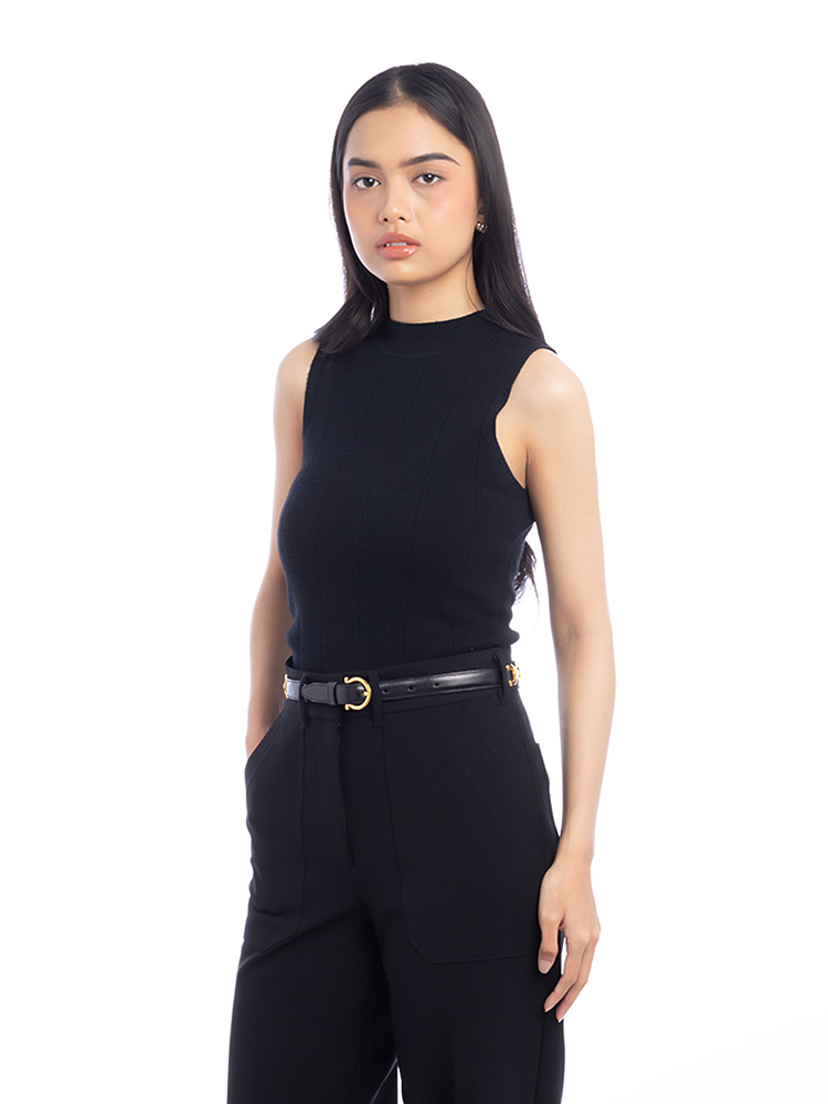 Vintage Calfskin Gancini Belt Black