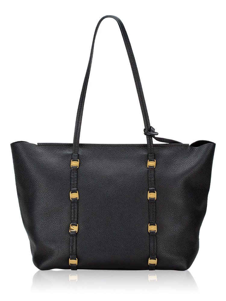 Grained Calfskin Emotion Tote Nero