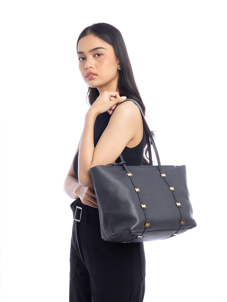 Grained Calfskin Emotion Tote Nero