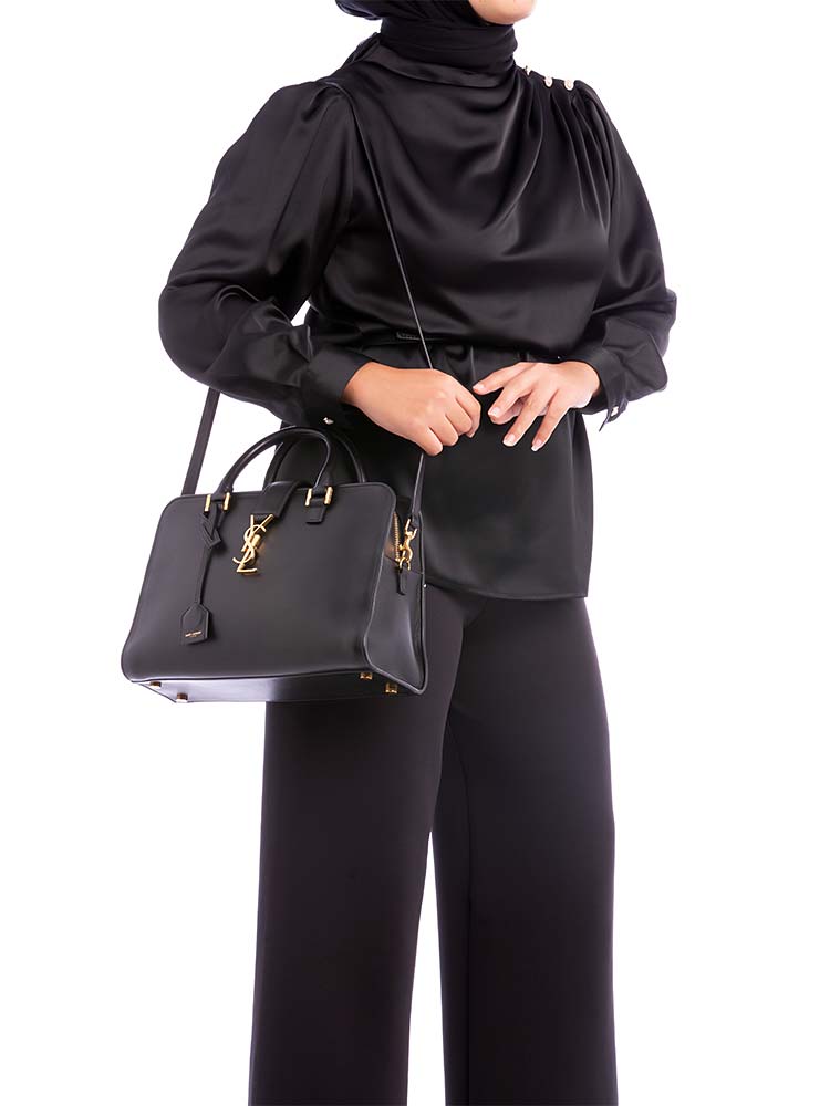 Calfskin Monogram Petit Cabas Black