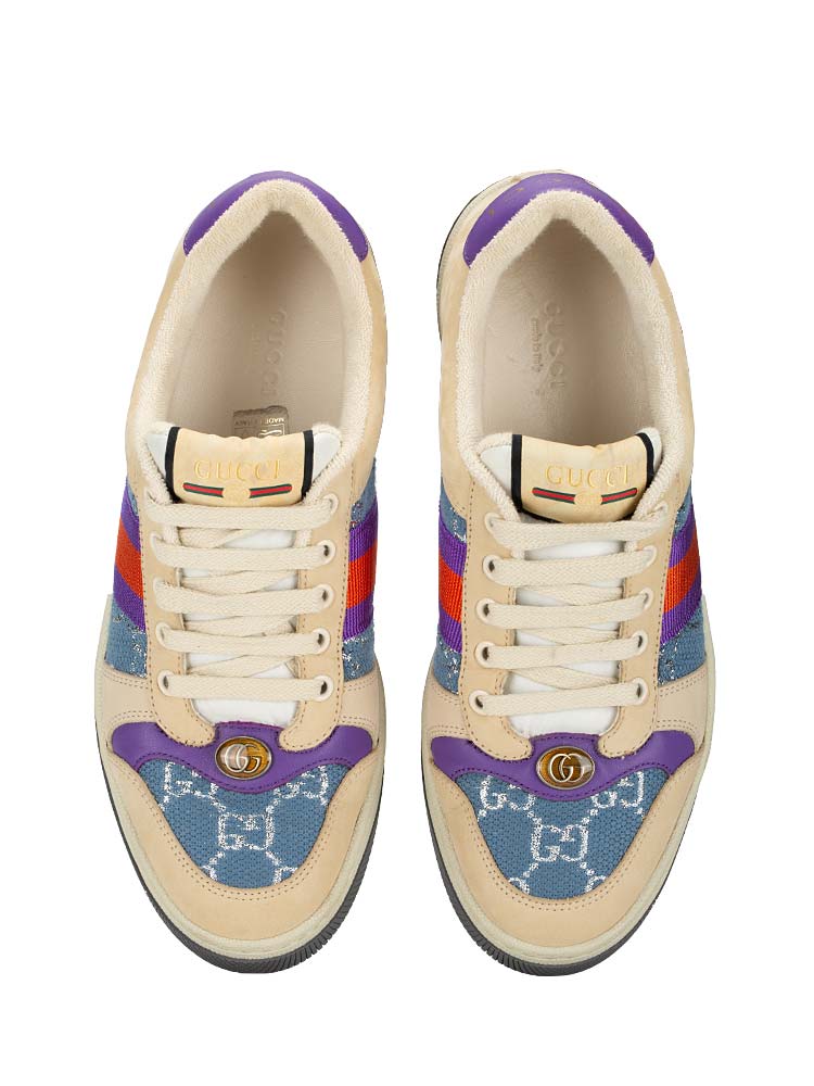 Calfskin Lame GG Web Screener Sneakers Multicolor Sz 38