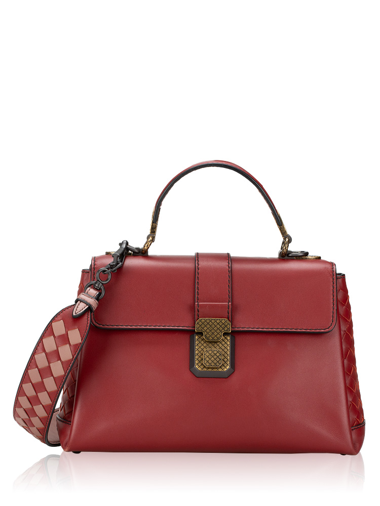 Nappa Piazza Small Top Handle Bag Burgundy Pink