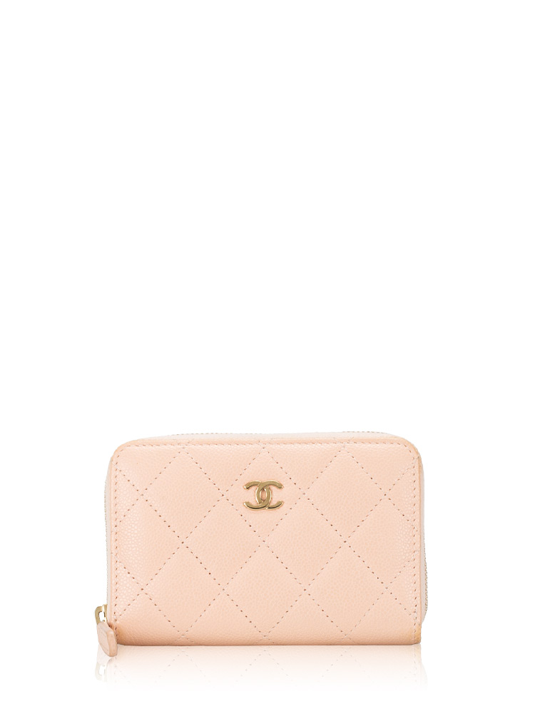 Caviar Classic Zip Card Case Pink