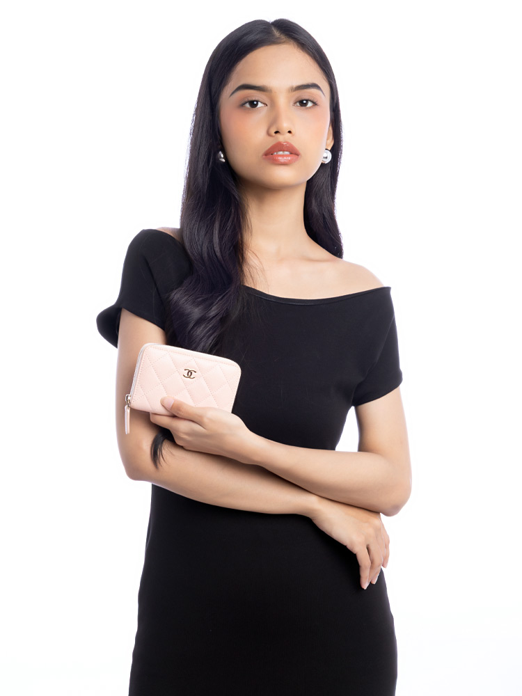 Caviar Classic Zip Card Case Pink