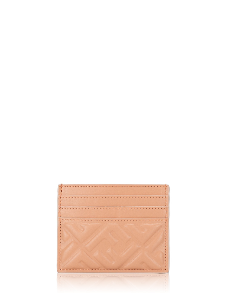 Nappa FF Embossed Baguette Card Case Ballet Rose