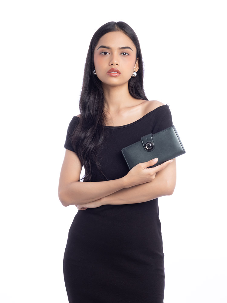 Calfskin Continental Wallet Dark Grey