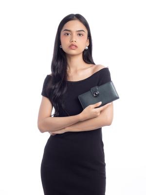 Calfskin Continental Wallet Dark Grey