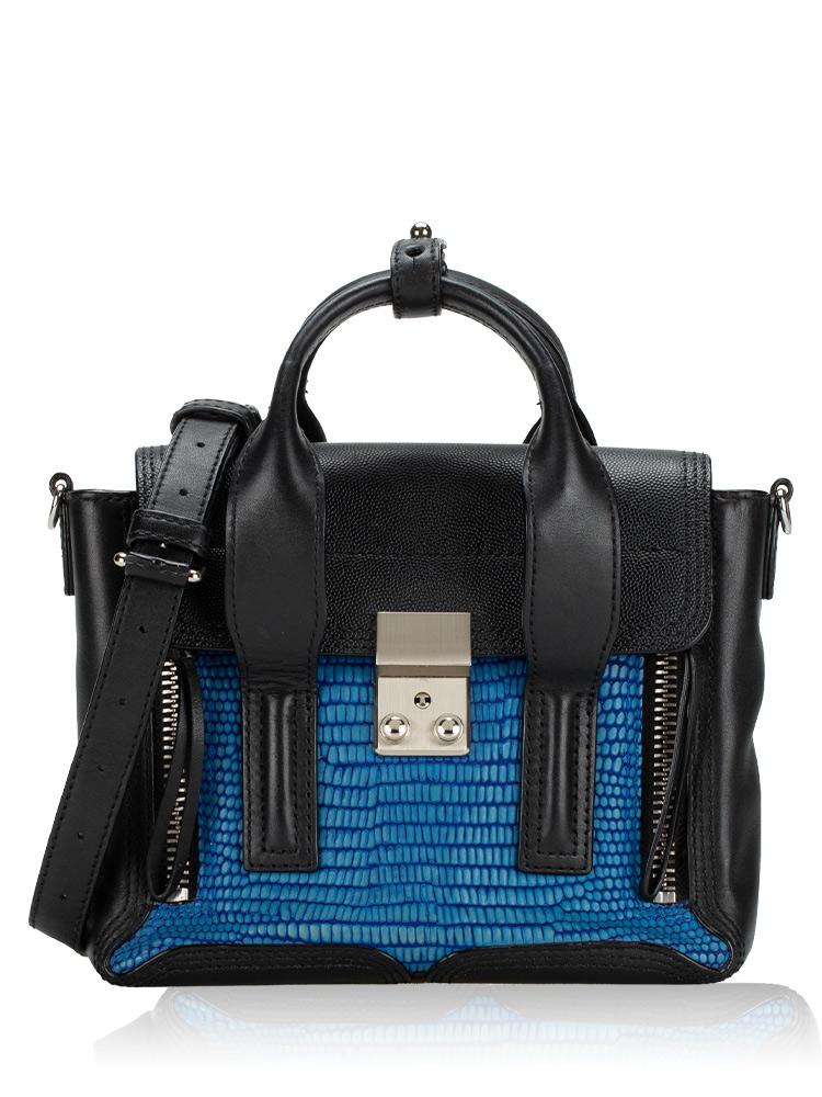 3.1 Calfskin Lizard Mini Pashli Blue Black