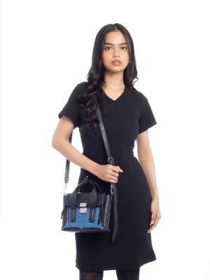 3.1 Calfskin Lizard Mini Pashli Blue Black