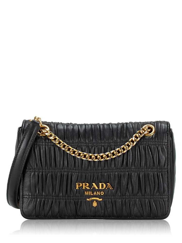 Nappa Gaufre Chain Flap Bag Nero