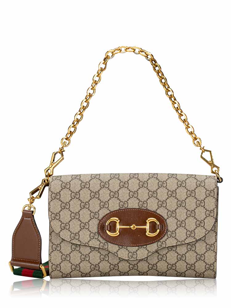 GG Supreme Web Horsebit 1955 Small Convertible Bag Beige Ebony